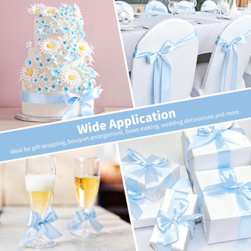 Mauproy Light Blue Satin Ribbon,1-1/2 Inch, 50 Yards - color: Light Blue