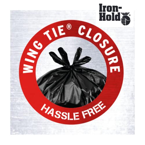 Contractor Trash Bags - 55 Gallon, 15 Bags, Wing Tie Closure, 3 MIL Thick, Gusseted Bottom, Black - Heavy Duty Industrial Strength Garbage Bags - size: 15 Count (Pack of 1)