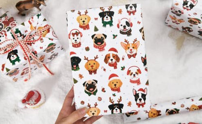 Sikiweiter Christmas Dog Wrapping Paper Roll, 17" x 16.5 ft - color: Dog Christmas 2