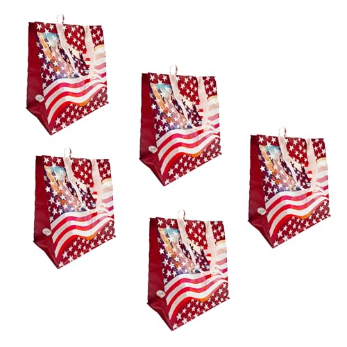 Earthwise Reusable Grocery Bags – Patriotic Gift Totes, Foldable & Water‑Resistant Shopping Bags, Durable Multi‑Use Eco Bags with Soaring Eagle Design (5 Pack)