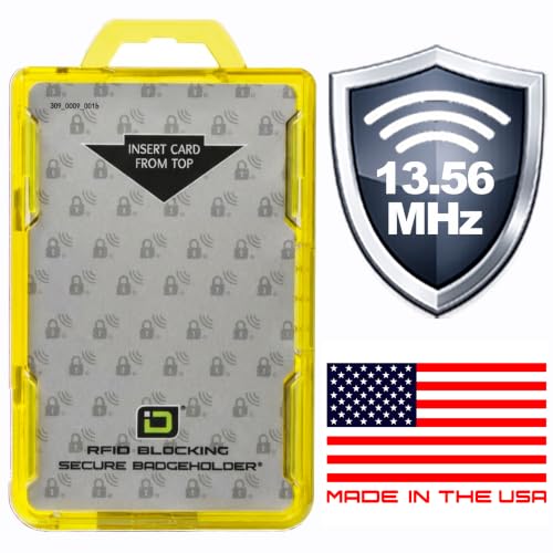 ID Stronghold - RFID Blocking Secure Badge Holder - Duolite 2 Card ID Holder - Poly Carbonate - Heavy Duty Hard Plastic ID Badge Holder - USA Molded and Assembled - FIPS 201 Approved - Yellow - color: Yellow, size: 1 - Pack