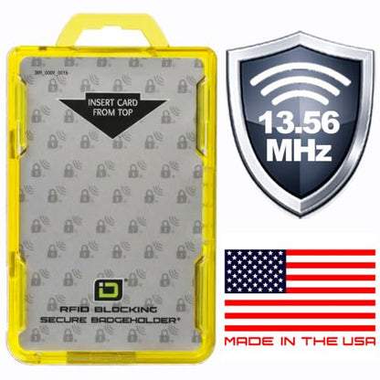 ID Stronghold - RFID Blocking Secure Badge Holder - Duolite 2 Card ID Holder - Poly Carbonate - Heavy Duty Hard Plastic ID Badge Holder - USA Molded and Assembled - FIPS 201 Approved - Yellow - color: Yellow, size: 1 - Pack