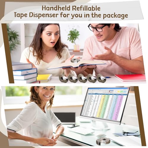 Sabary 50 Pcs Tape Dispenser Handheld Transparent Refillable, Black - color: Black