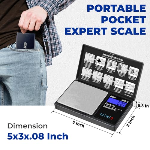 AMERICAN WEIGH SCALES Series Digital Pocket Weight Scale 70g x 0.01g, (Black), American WEIGH SCALES-70-BLK - color: Black, size: 70g x 0.01g