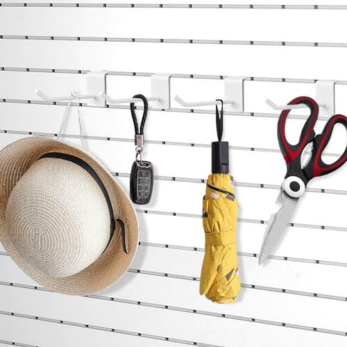 100 Pcs 4 Inch Slat Wall Hanging Hooks, White Iron Hooks for Display, Heavy Duty, Rust Resistant - color: White
