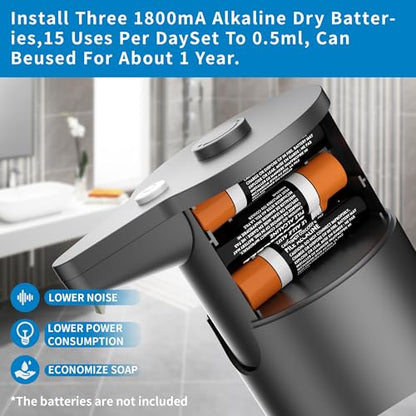 Automatic Soap Dispenser Touchless,15-Level,Kitchen Bathroom Black - color: Bright Black