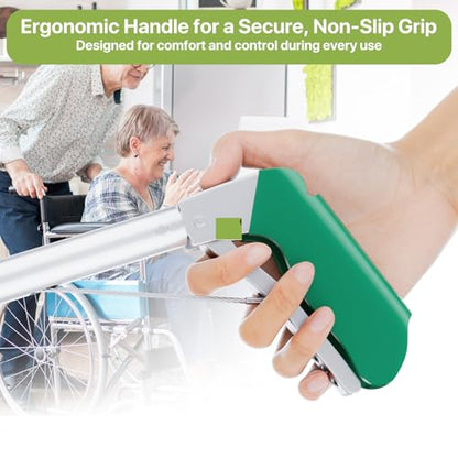50" Foldable Grabber Reacher Tool with Green Handle, Extra Long Lightweight Trash Pickup & Litter Picker, 3-Fold Stainless-Steel Reaching Aid for Home, Office & Garden Use - size: 50 Inch Green
