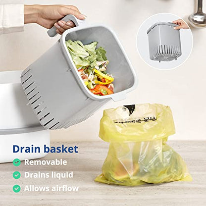 Blue Ginkgo Kitchen Compost Bin, 5L Countertop Compost Bin, Dark Grey - color: Gray, size: 1.32 gal / 5 L