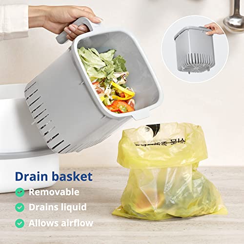 Blue Ginkgo Kitchen Compost Bin, 5L Countertop Compost Bin, White - color: White, size: 1.32 gal / 5 L