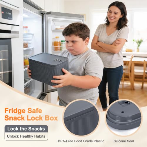 Upgraded Taller Lock Box for Medication, Phone Jail & Snacks – Large Lockable Storage Box with 3-Digit Combination Lock, Food-Safe BPA-Free Plastic– Medicine Lock Box for Home, Fridge, Travel - color: Gray Plus