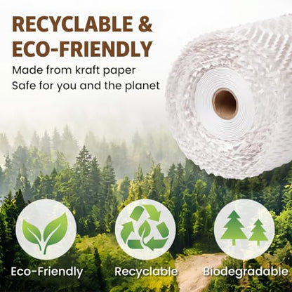 Honeycomb Packing Paper | 15"x197' Heavy Duty Moving & Shipping Paper with Fragile Stickers, Eco-Friendly Recyclable Cushioning Wrap for Furniture, Fragile Items, Gift Packaging & DIY Crafts (White) - color: White