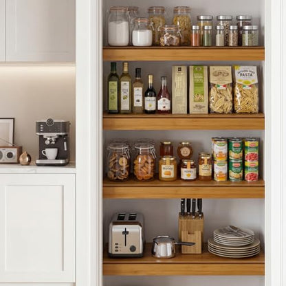 Solid Carbonized Bamboo Wire Shelf Covers for Wire Shelving, Wire Rack Covers for Pantry Shelves, Tool-Free & Snap-On (5pcs, 39" W x 12" D) - size: 39"W x12"D x2.6"H