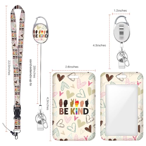 Be Kind ID Badge Holder with Lanyard Retractable Badge Reel - color: Multicolor 1616
