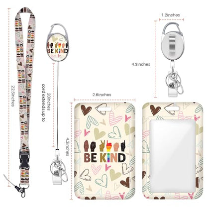 Be Kind ID Badge Holder with Lanyard Retractable Badge Reel - color: Multicolor 1616