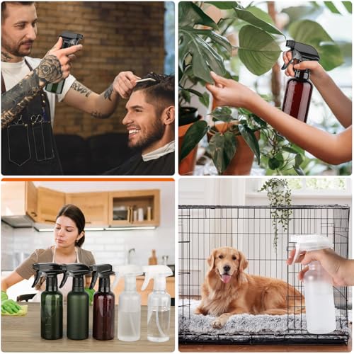 Plastic Spray Bottles (2 Pack 10 oz), Leakproof Adjustable Fine Mist & Jet Stream Nozzle, Premium BPA-Free Plastic Multi-Purpose for Hair, Plants, Cleaning (2 PACK AMBER) - color: 2 PACK AMBER