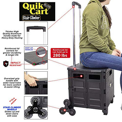 dbest Products Quik Cart Elite Stair Climber Rolling Crate - Black - color: Black, style: Elite Stair Climber