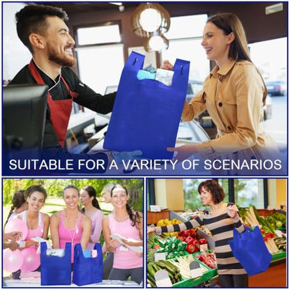 Windyun Large Grocery Bags Bulk Non Woven Totes - color: Royal Blue