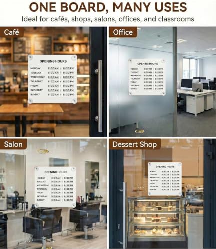 Magnetic Business Hours Sign, Changeable Storefront Opening Hours Board - color: White Board
