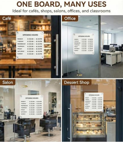 Magnetic Business Hours Sign, Changeable Storefront Opening Hours Board - color: White Board
