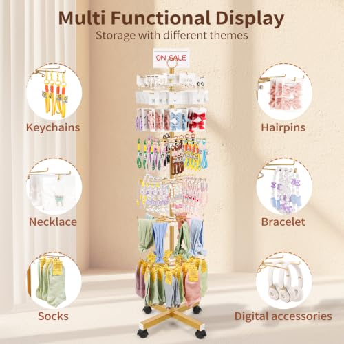 Flenpptly Retail Display Stand, 7-Tier Rotating Display Rack, Gold - color: 7-Tier Gold