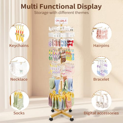 Flenpptly Retail Display Stand, 7-Tier Rotating Display Rack, Gold - color: 7-Tier Gold