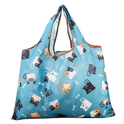 Reusable Grocery Bag, 2 Packs Large Washable - color: L-cattie
