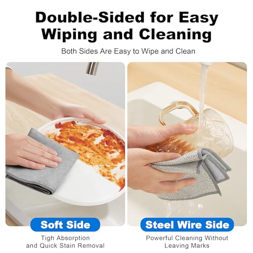 JOYMOOP Non Scratch Wire Dishcloth, 3 Piece Set, Medium, Silver - color: W
