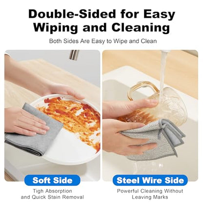 JOYMOOP Non Scratch Wire Dishcloth, 3 Piece Set, Medium, Silver - color: W