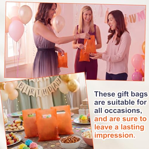 Maitys Orange 300 Pcs Small Plastic Bags with Handles 5x7 for Business - color: Orange