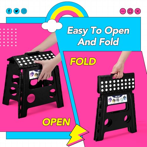 Delxo Folding Step Stool 13 inch 2 Pack,300 Lbs Step Stool for Kids&Adults - color: Black, size: 13 Inch-2 Pack