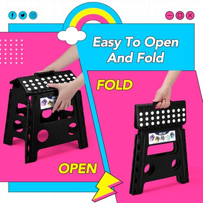 Delxo Folding Step Stool 13 inch 2 Pack,300 Lbs Step Stool for Kids&Adults - color: Black, size: 13 Inch-2 Pack