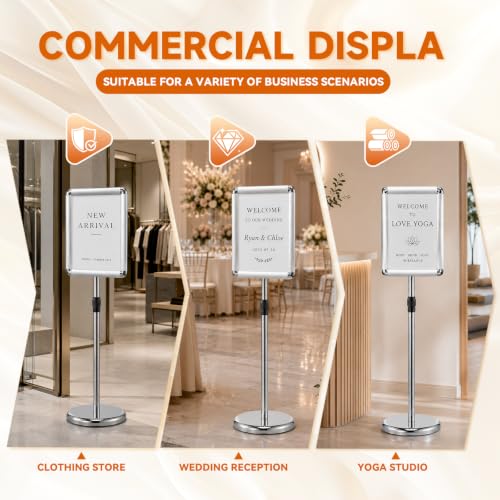 8.5x11 Sign Holder Stand Display 2-Pack Bright Silver - color: Bright Silver, size: 8.5*11 2-Pack