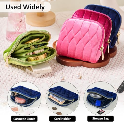 shunmei Small Jewelry Travel Case, Diamond Quilted Velvet, Olive Green - color: Olive Green