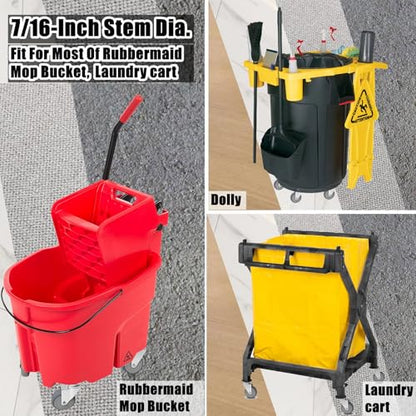 RILIDRI 3-Inch Swivel Stem Caster, 7/16-Inch Stem Diameter Rubber Wheel, Heavy Duty TPR Replacement Wheels for Rubbermaid Mop Bucket Cart Grill Casters - 4 Pack - size: 3 Inch-175LB(4 Swivel)