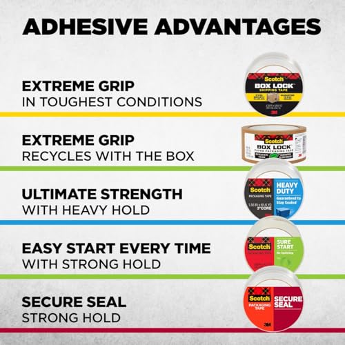 Scotch Secure Seal Packaging Tape, 6-Count, 1.88 in x 54.6 yd (Pack of 6) - style: 36 Pack