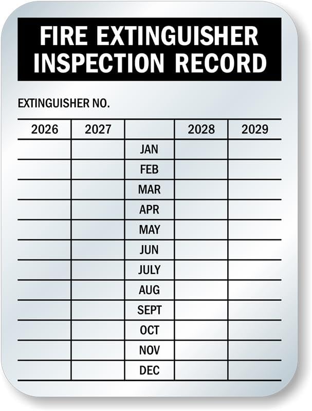 SmartSign Fire Extinguisher Labels, Inspection Record 4-Year Maintenance Labels, 3 x 2.25 Inches, 2 mil Debossable Aluminum, Pack of 10, Made in USA - color: Fire Extinguisher Labels