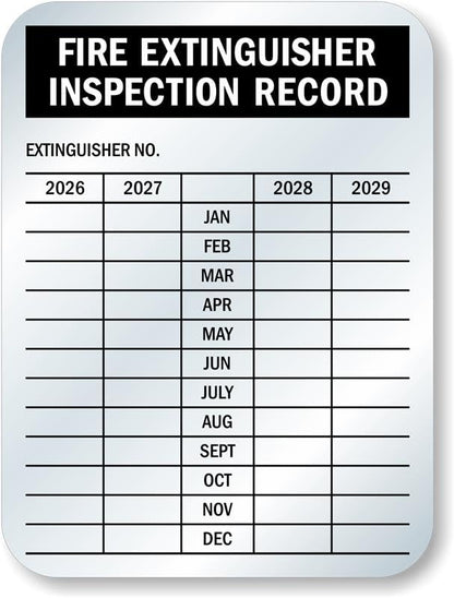 SmartSign Fire Extinguisher Labels, Inspection Record 4-Year Maintenance Labels, 3 x 2.25 Inches, 2 mil Debossable Aluminum, Pack of 10, Made in USA - color: Fire Extinguisher Labels