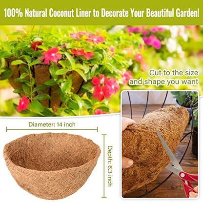 Legigo 6 Pack 14 Inch Hanging Basket Coco Liners Replacement, Round - color: 6pcs, size: 14 Inch