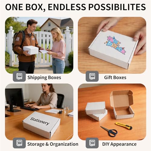 Fishat 7" x 5" x 2" White Corrugated Cardboard Shipping Boxes Set of 50 - size: 7" x 5" x 2"