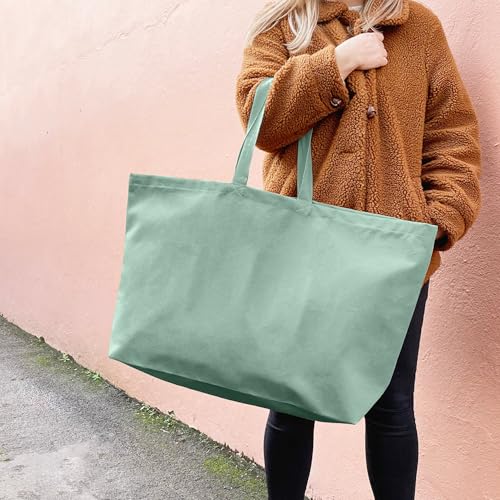 Large Canvas Tote Bag Reusable Extra Big Grocery Bags - color: Mint Green