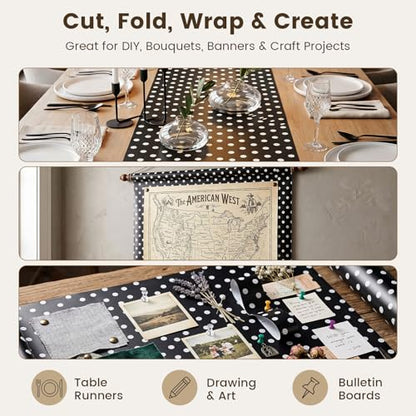 VGOODALL Black Reversible Wrapping Paper Roll, 17 inch X 33 Feet - color: Black,White
