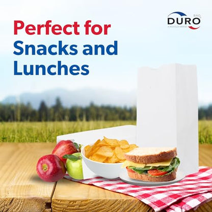 DURO 51004 4# White Paper Lunch Bags, 5 x 3.12 x 9.75 in, 500 Ct