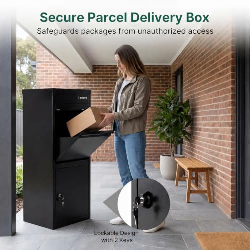 COSTWAY Large Outdoor Package Delivery Box with Anti-Theft Design - size: 16" x 15" x 40"