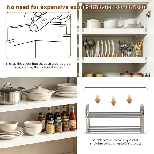 Wire Shelf Covers, 5pcs PVC Wire Rack Cover for Pantry & Closet Shelving - color: White, size: 30*16*2.3