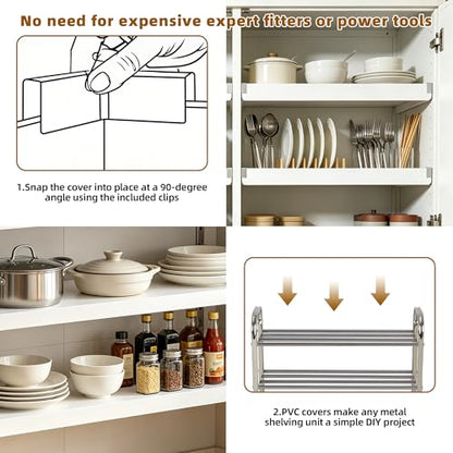 Wire Shelf Covers, 5pcs PVC Wire Rack Cover for Pantry & Closet Shelving - color: White, size: 24*16*2.3