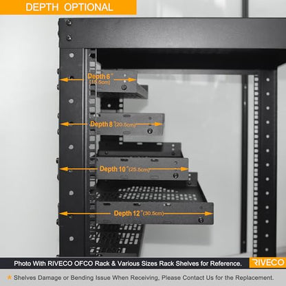 RIVECO 2-Pack 10" 1U Vented Rack Shelf for 19" Server IT Sound Cabinets - size: 10"