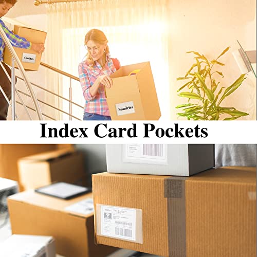 100 Pack Self-Adhesive 3" x 5" Index Card Pockets Clear Lables Holder - size: 100pack 3 x 5 Inches
