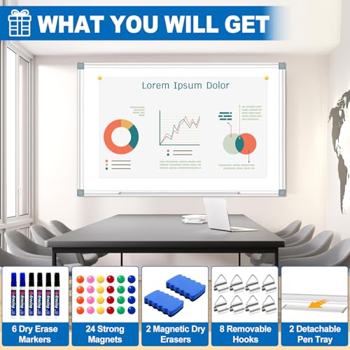 Magnetic White Board Dry Erase Whiteboard for Wall 60"x48" (2pcs) Aluminum Frame Hanging White Boards for Presentation, Teaching, Memo, Display - size: 60"x48"(2pcs)