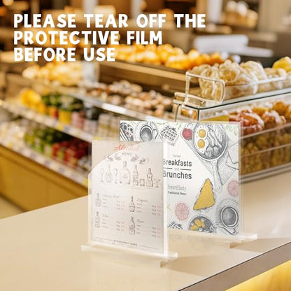 YUNCHUN 6 Packs Acrylic Sign Holder 4 x 6 Standing, L-Shape Magnetic 4 x 6 Clear Menu Holder, Table Display Stand of Slant Back & Acrylic Frame for Store, Wedding, Restaurant, Hotel, Office Use - style: 6 PCS (4 x 6 Inches)