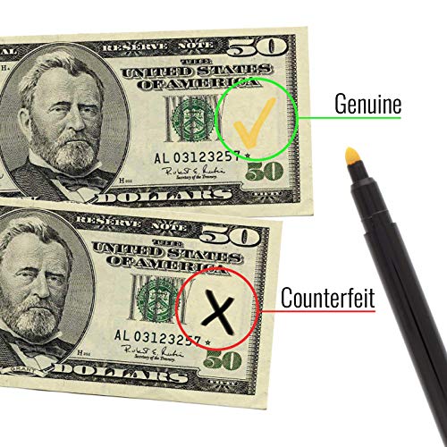Counterfeit Currency Money Detector Pen, Fake Bill Checker for US Dollar and International Currency Quick Detection for Retail Cashiers Small Business Bank Tellers